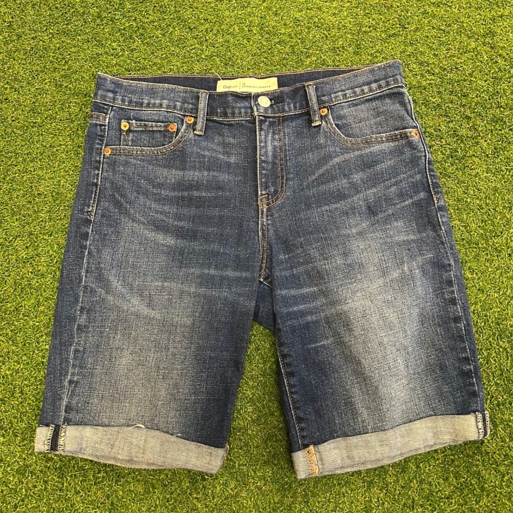 Gap 1969 Bermuda Shorts Dark Wash Denim Cuffed Size 29